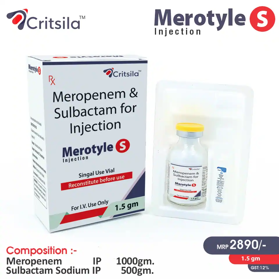 Meropenem (1000mg) + Sulbactam (500mg) at the best price in PCD Pharma Franchise for Antibiotic and Bacterial Infection Treatment.